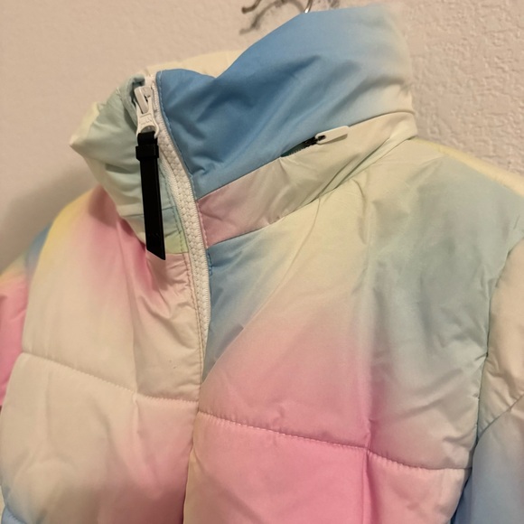 All In Motion Puffer Rainbow Pastel Multi-Colored Jacket w/Hood. Size XS… - Picture 6 of 16